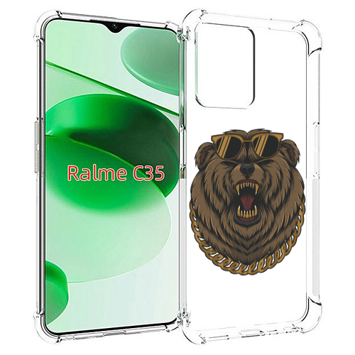 Чехол MyPads Медведь-в-очках-2 для Realme C35 / Narzo 50A Prime задняя-панель-накладка-бампер
