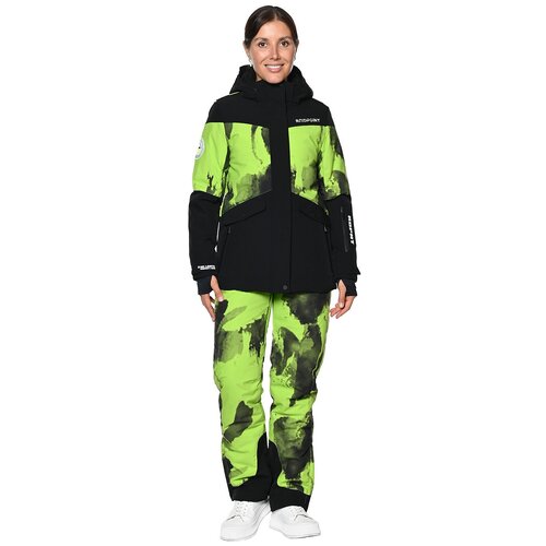 Комплект с полукомбинезоном RAIDPOINT, зимний, карман для ски-пасса, капюшон, водонепроницаемый, размер 46, зеленый