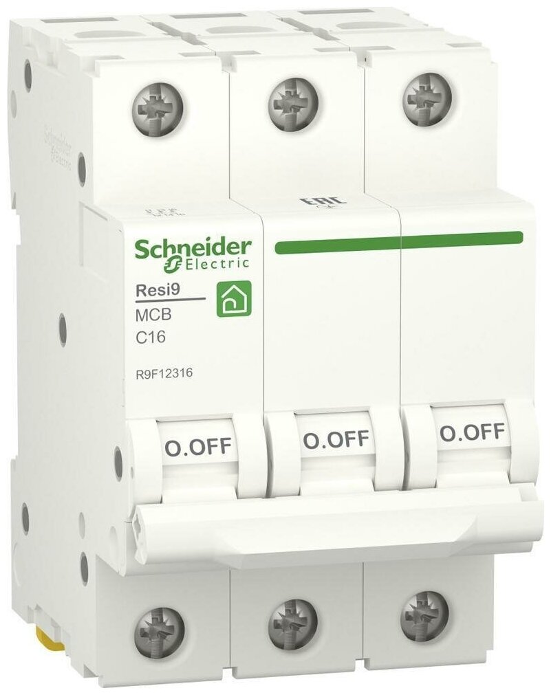 Автоматический выключатель Schneider Electric Resi9 3P 16А характеристика C