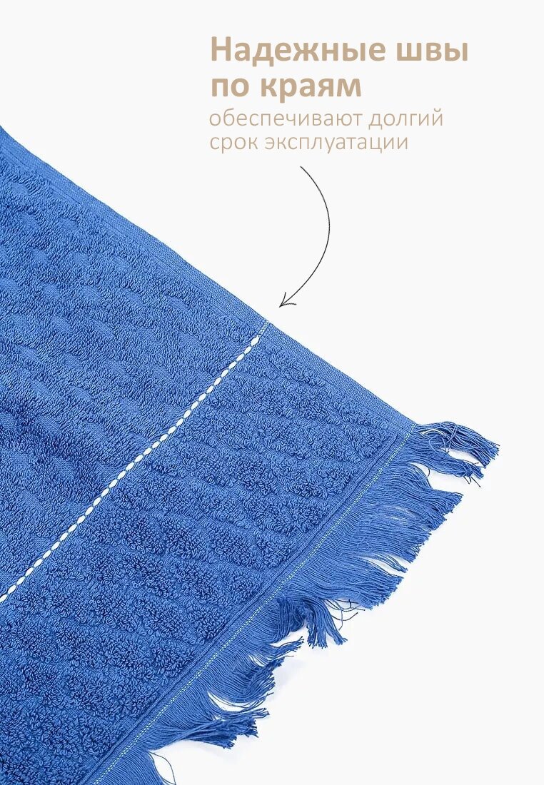 Комплект полотенце банное махровое 70х140 и 50х90 см, PATRIK SAYLI (синий) FORTUNE - фотография № 3