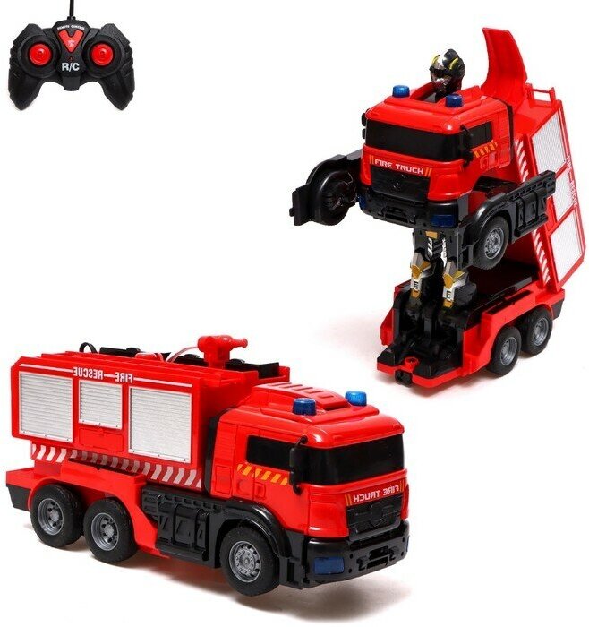 Робот радиоуправляемый «Пожарная машина» трансформируется световые и звуковые эффекты