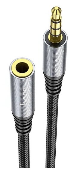 Кабель HOCO UPA20 3.5 audio extension cable male to female 1м аудио кабель выход Jack 3,5 - вход Jack 3,5 серый металлик