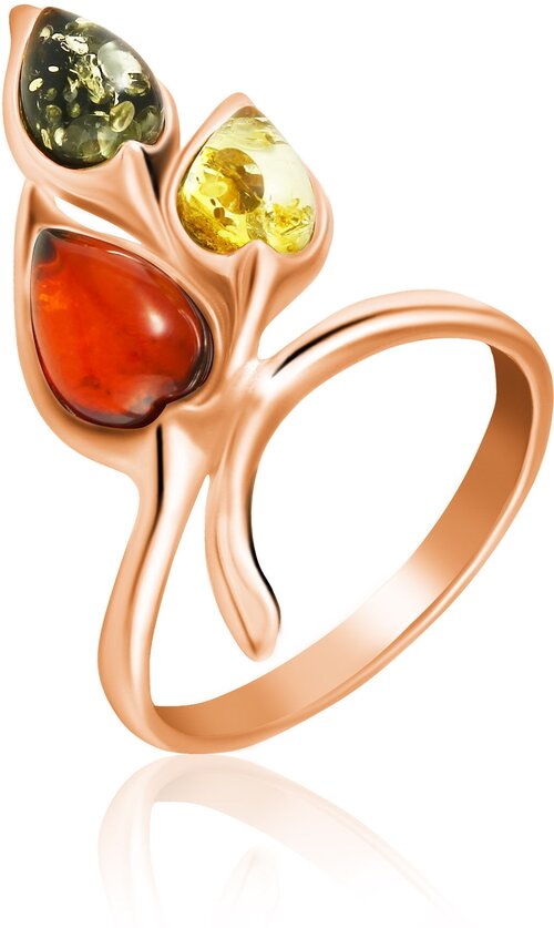 Кольцо Diamant online, золото, 585 проба, янтарь, размер 19