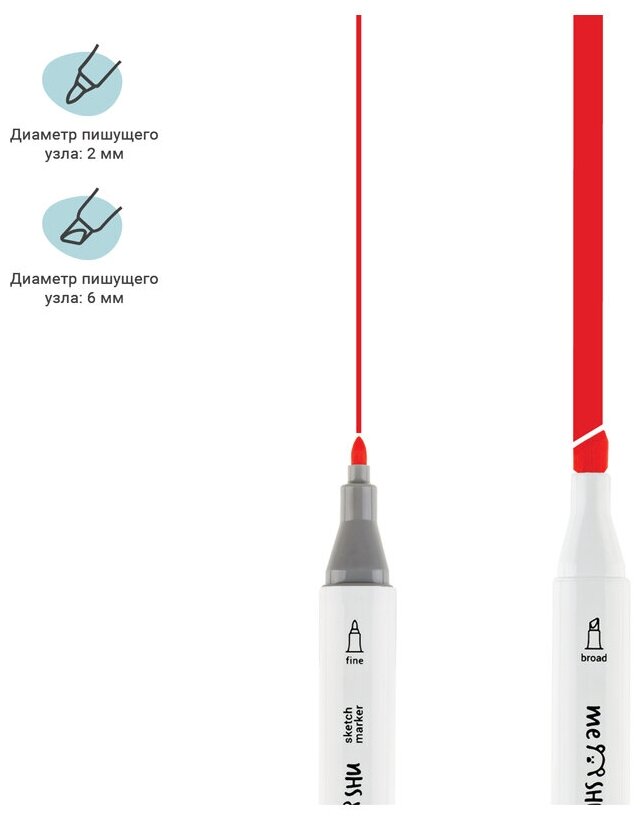 Набор маркеров для скетчинга, 36 цветов, основные цвета Meshu - фото №6