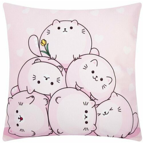 Наволочка декоративная Котики 40х40 см 100 пэ велюр 788₽