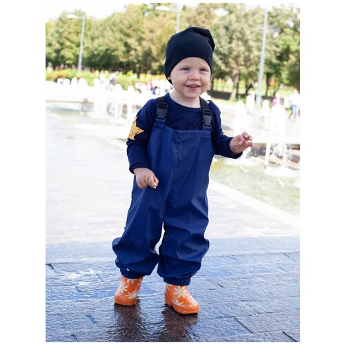 фото Непромокаемый детский полукомбинезон-дождевик без подкладки, 86 размер времена года