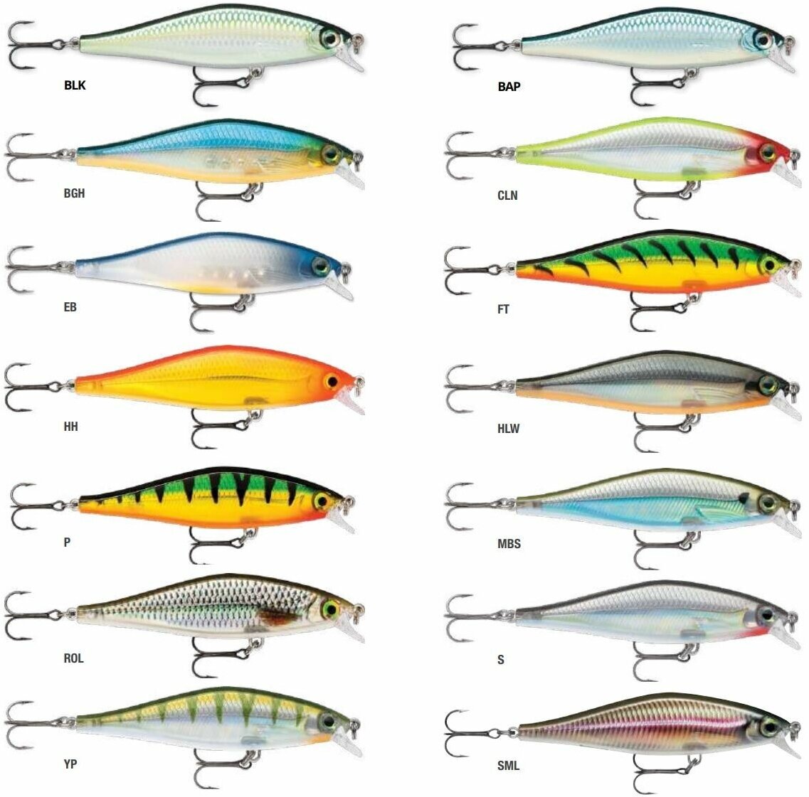 Воблер для рыбалки RAPALA Shadow Rap Shad 09, 9см, 12гр, цвет HLW, медленно всплывающий