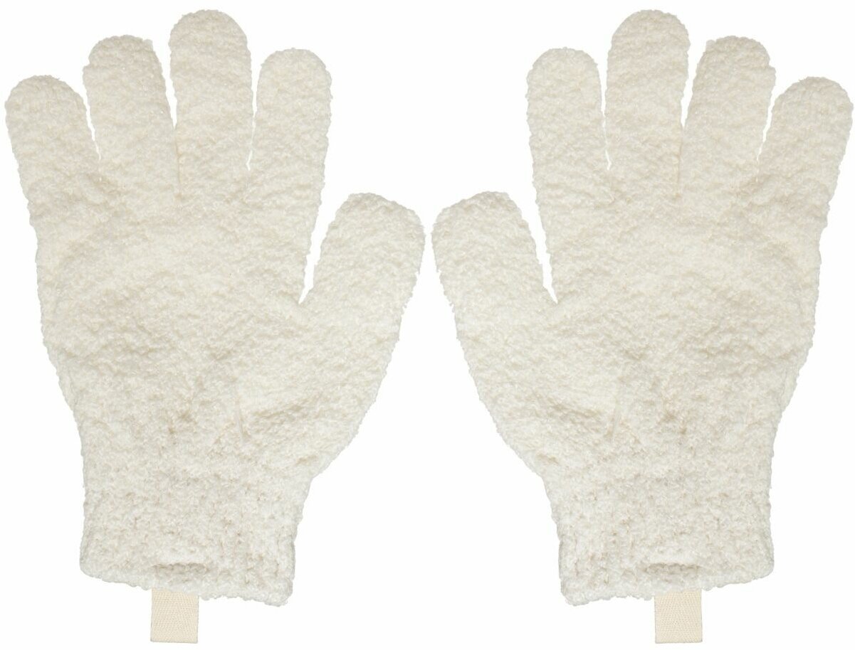Перчатка для мытья тела Kuchenland, 21 см, 2 шт, отшелушивающая, полиэстер, молочная, Unique spa