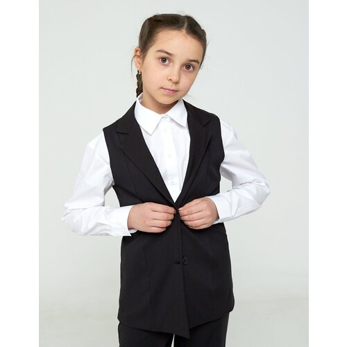 фото Школьный жилет для девочек irina egorova, карманы, размер 158, черный