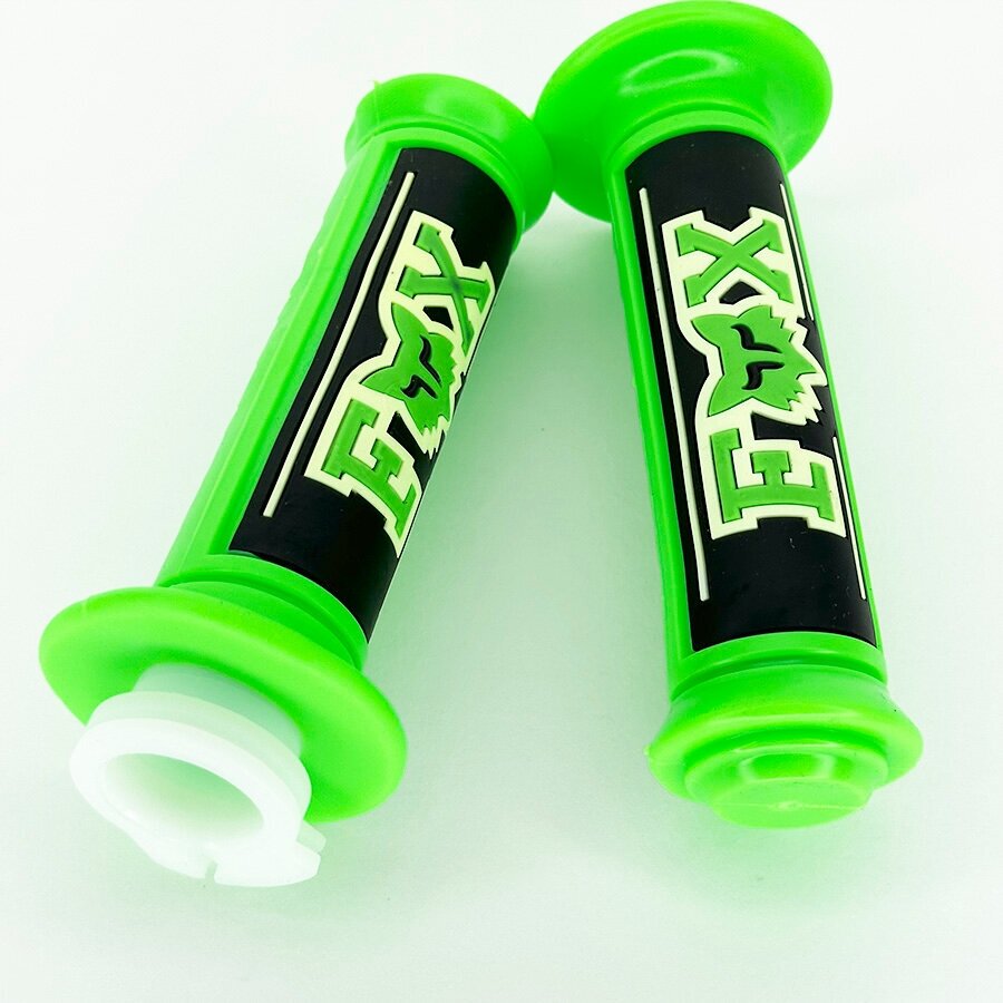 Ручки руля для мотоцикла и скутера грипсы FOX 2 зелёные