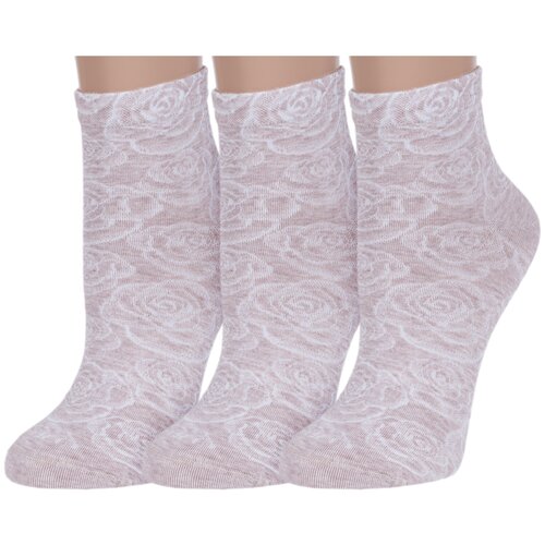 фото Комплект из 3 пар женских носков rusocks (орудьевский трикотаж) бежевые, размер 23-25 (36-39)