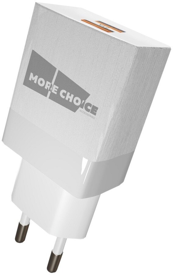 Сетевое зарядное устройство 2USB 2.1A в комплекте с дата-кабелем micro USB More choice NC24m White