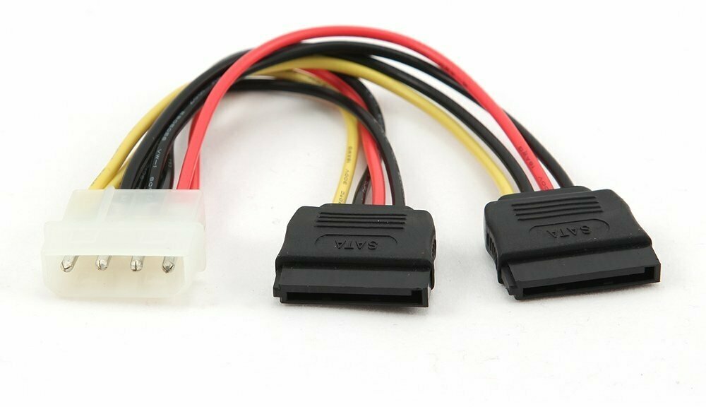 Набор из 3 штук Кабель питания SATA Cablexpert CC-SATA-PSY, 15 см, molex 4pin/2x sata15pin, на 2 устройства