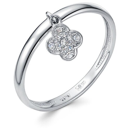 фото Кольцо vesna jewelry, белое золото, 585 проба, родирование, бриллиант, размер 17, бесцветный