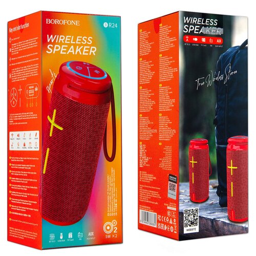 Портативная акустика колонка беспроводная BR24 BOROFONE красная 123500₽
