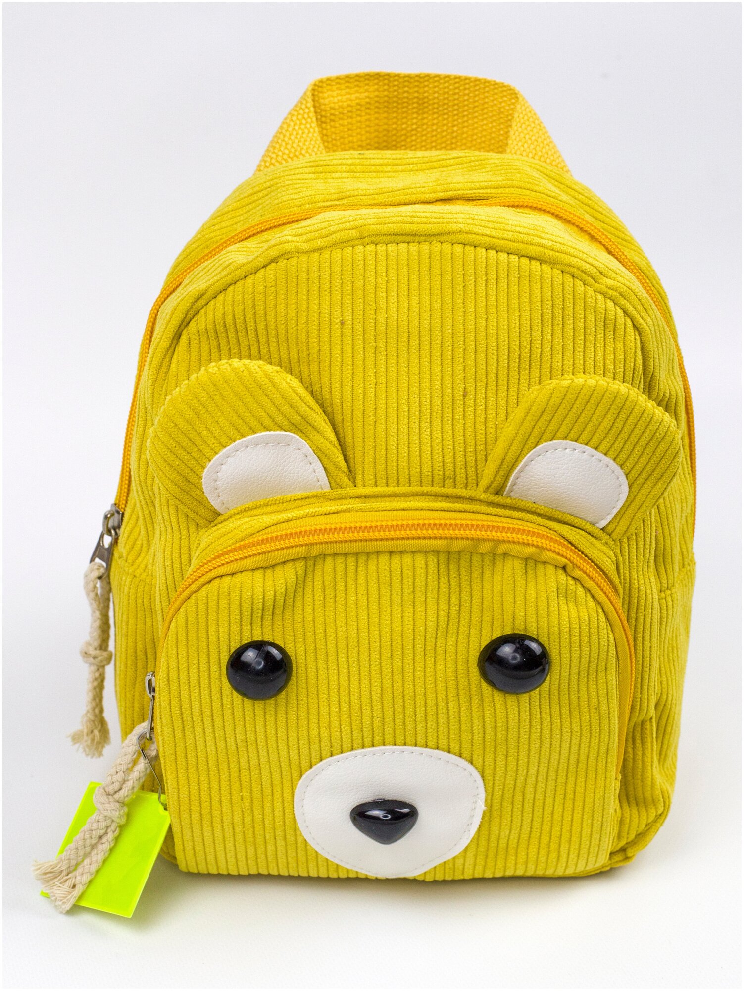 Рюкзак детский в садик для малышей девочек и мальчиков дошкольный вельветовый мишка желтый