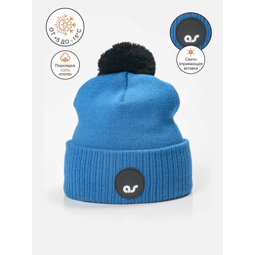 фото Шапка бини artel, размер 50, синий, черный