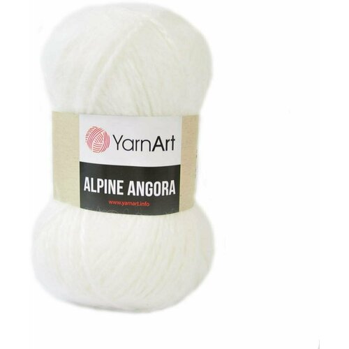 Пряжа Yarnart Alpine angora белый (330), 20%шерсть/80% акрил, 150м, 150г, 2шт
