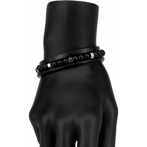 Браслет OTOKODESIGN, размер 19 см, черный, серебристый браслет кожаный натуральная кожа магнитный замок черный 54906