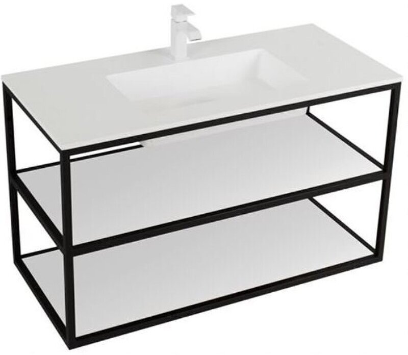 фото Консоль под раковину Cezares Cadro 100 CADRO-100/46/58-2C-SO-MET-ST Черная матовая