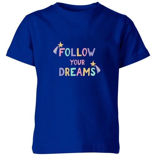Футболка Us Basic, размер 8, синий детская футболка беги за мечтой рисунок кит сказки 140 темно розовый