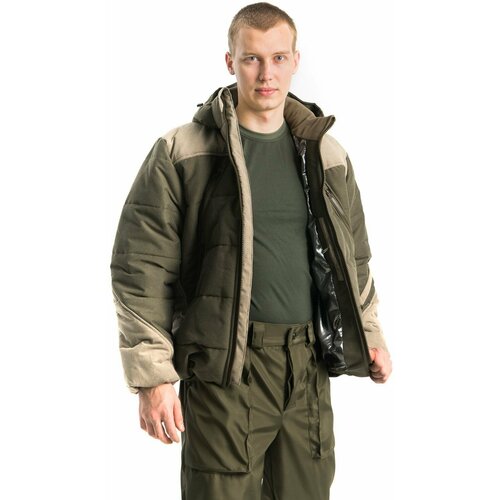 фото Куртка зимняя, размер 40, бежевый, зеленый нет бренда