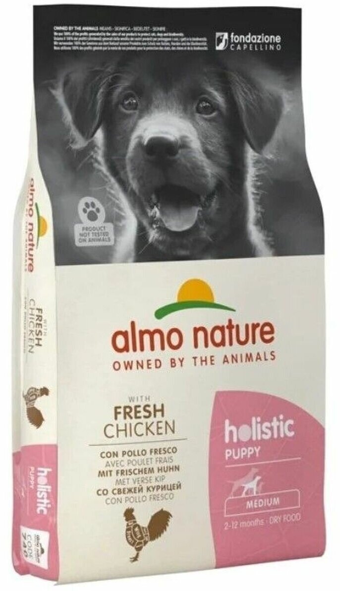 Almo Nature Для щенков средних пород с курицей, Holistic Medium Puppy&Chicken 2кг