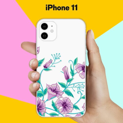 Силиконовый чехол Фиолетовые цветы на Apple iPhone 11 силиконовый чехол фиолетовые цветы на apple iphone 12 mini