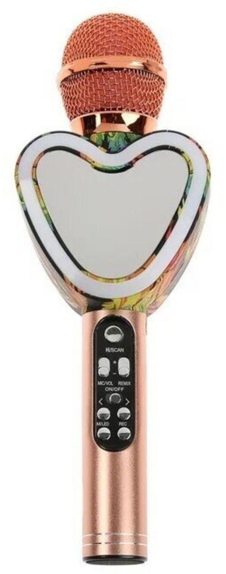 Микрофон для караоке Q5 3 Вт 1800 мАч Bluetooth FM microSD розовый