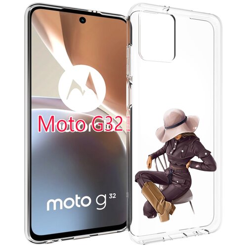 Чехол MyPads загадочная-девушка-в-костюме женский для Motorola Moto G32 задняя-панель-накладка-бампер