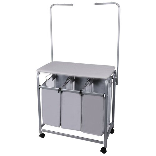 Гладильная доска с системой хранения (Три бельевых мешка + дуги) на колесах Д-04