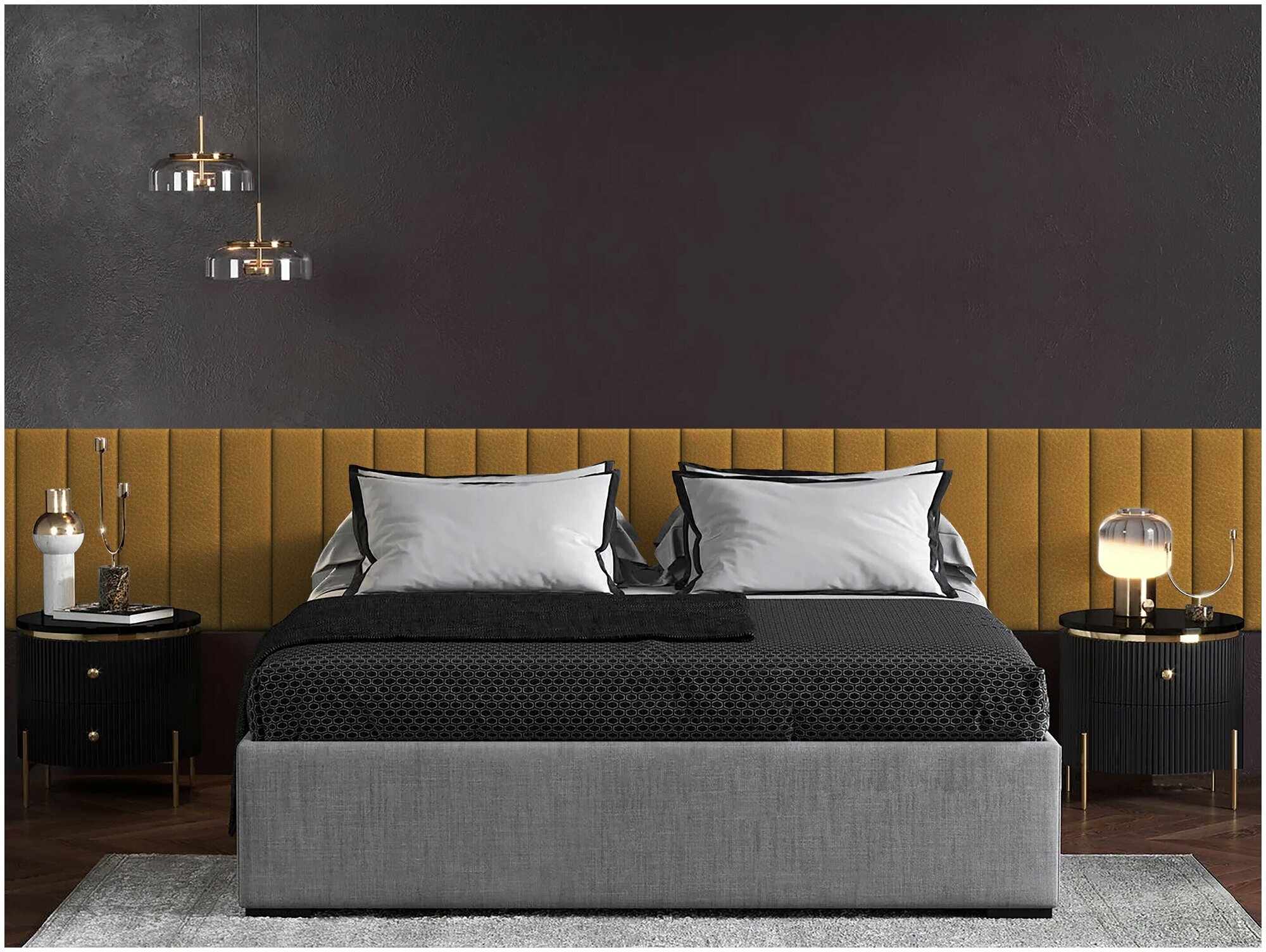 Панель кровати Eco Leather Gold 15х60 см 4 шт.