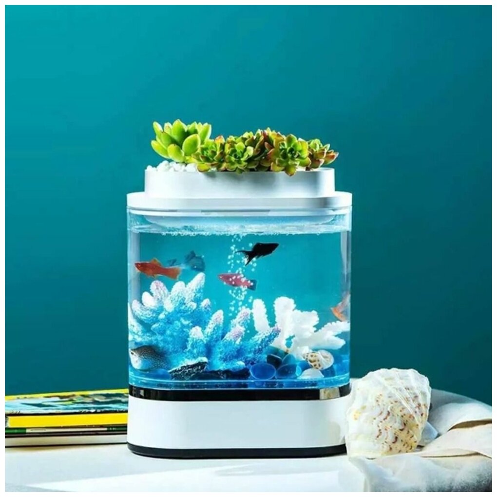 Аквариум (акваферма) Xiaomi Geometry Mini Lazy Fish Tank Pro C300 CN версия (White, белый) - фотография № 2