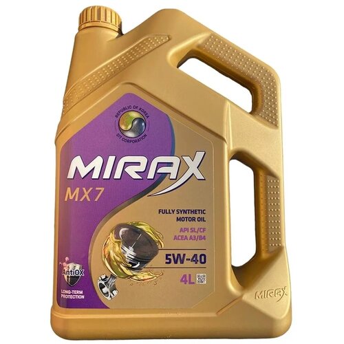 Масло моторное Mirax MX7 5W-40 API SL/CF A3/B4 синтетическое 4 л 607025