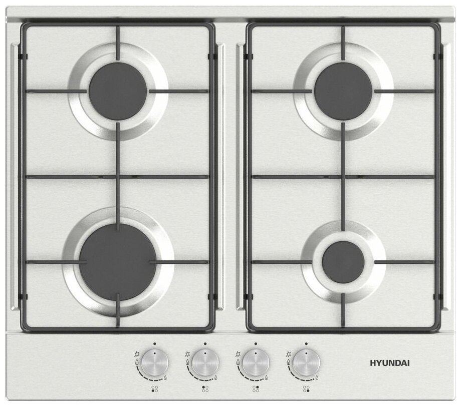 Газовая варочная панель Hyundai HHG 6430 IX, независимая, нержавеющая сталь