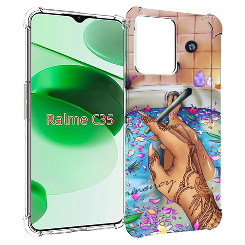 Чехол MyPads девушка в ванне женский для Realme C35 / Narzo 50A Prime задняя-панель-накладка-бампер