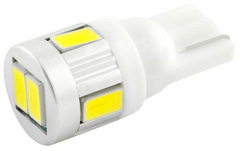 Автолампа диод T10 (W5W) 12V 6 SMD диодов 1-конт Белая SKYWAY Салон габариты номер стопы