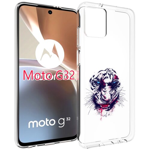 Чехол MyPads безумный тигр для Motorola Moto G32 задняя-панель-накладка-бампер чехол mypads тигр неон для motorola moto g32 задняя панель накладка бампер