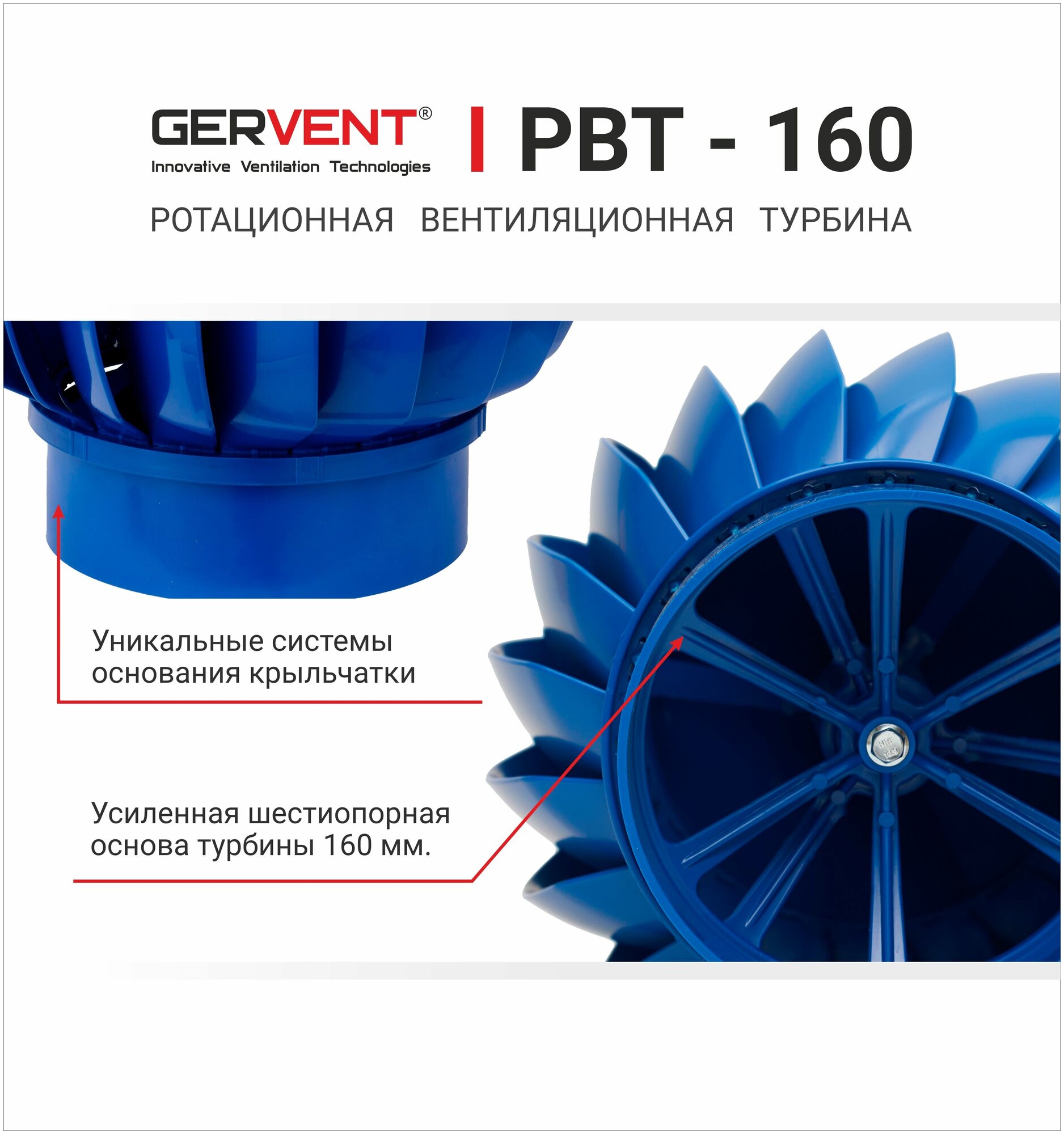GERVENT, Нанодефлектор, Ротационная вентиляционная турбина 160, синий - фотография № 5