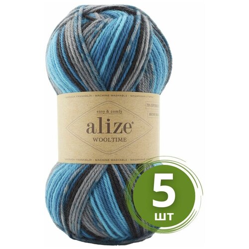 пряжа alize superwash comfort socks 5 шт в упак цвет 2696 alize superwash comf socks 2696 Пряжа Alize Wooltime (Вултайм) - 5 мотков Цвет: 11017 голубой принт 75% шерсть, 25% полиамид, 100г 200м