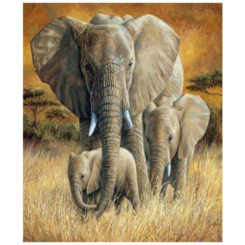 Картина по номерам Семья слонов 40х50 см Art Hobby Home картина по номерам дружная семья 40х50 см hobby home