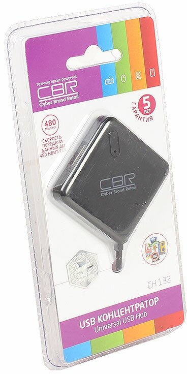 USB-концентратор CBR CH 132, разъемов: 4, 12.5 см, черный - фото №15