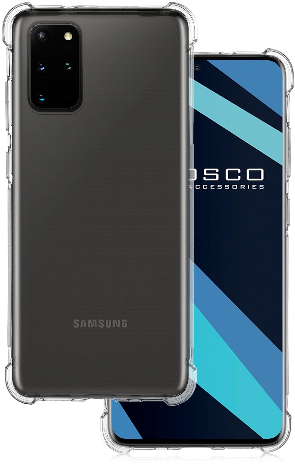 Противоударный чехол для Samsung Galaxy S20+ (Самсунг Галакси С21 Плюс) усиленный с защитой модуля камер ROSCO, силиконовый чехол прозрачный