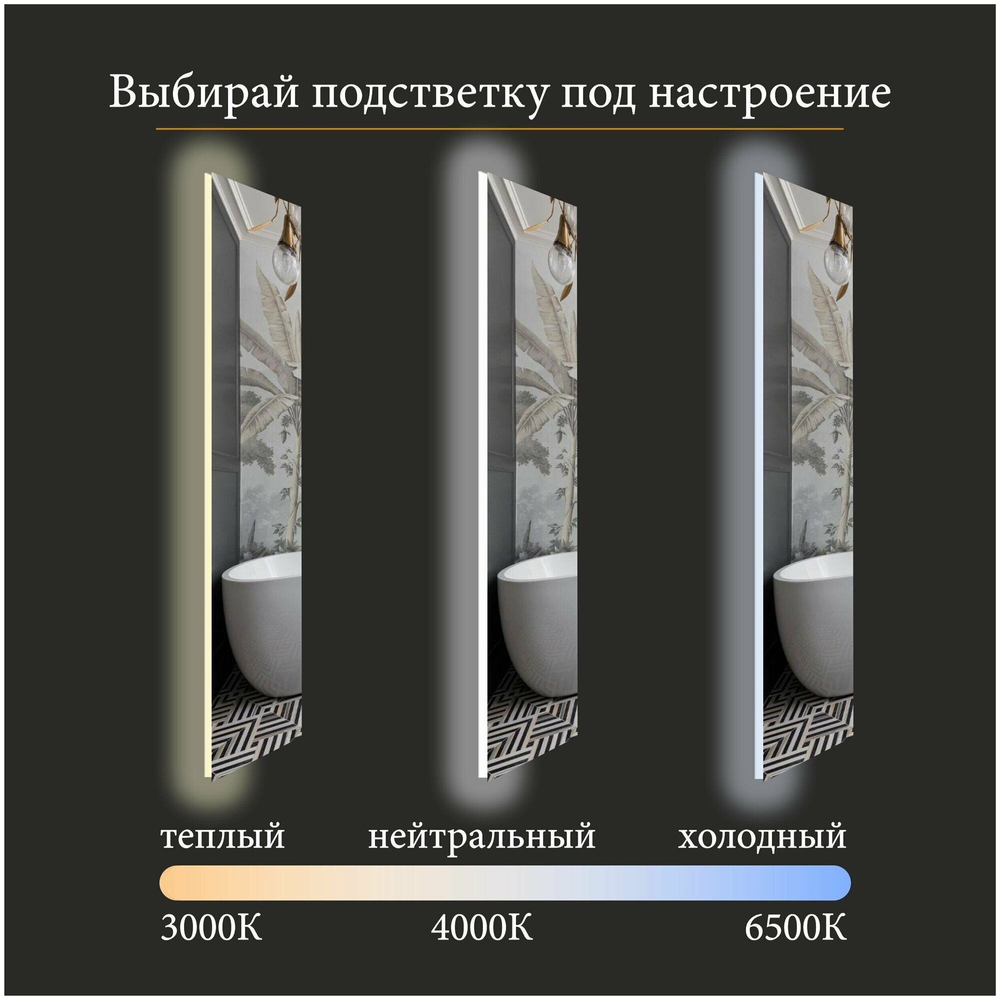 Зеркало-шкаф Quattro 60*40 c тройной LED-подсветкой, левый - фотография № 2