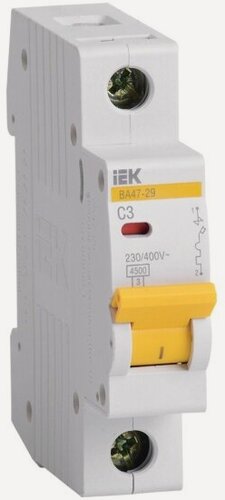 Изображение товара Автоматический выключатель Iek ВА47-29 1Р 3А 4,5кА х-ка С, MVA20-1-003-C