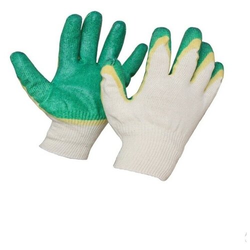 Перчатки х/б 2-ой облив 10пар/упак рабочие перчатки хозяйственные с двойным латексным покрытием 10 шт