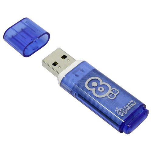 Память Smart Buy Glossy 8GB, USB 2.0 Flash Drive, голубой - 3 шт.