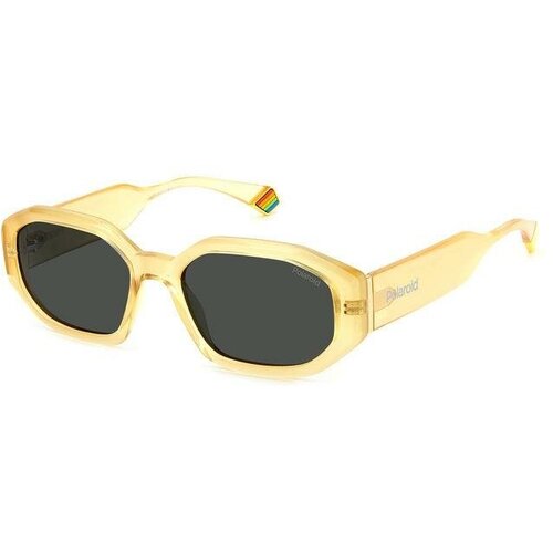 Солнцезащитные очки Polaroid, круглые, оправа: пластик, для женщин, желтый