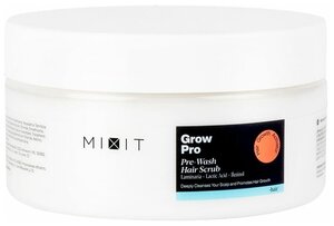 Фото MIXIT Маска-скраб для глубокого очищения кожи головы с экстрактом ламинарии, молочной кислотой и ретинолом, GROW PRO Pre-Wash Hair Scrub, 200 мл