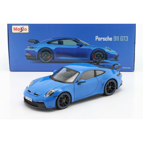 maisto 1 18 2022 porsche 911 gt3 синий спортивный автомобиль статический литой автомобиль коллекционная модель автомобиля игрушки Модель Porsche 911 (992) GT3 1:18 Maisto